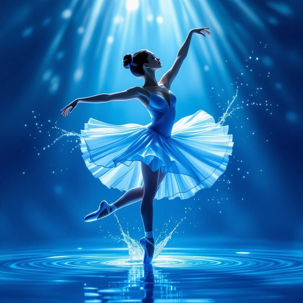 Blue Water Ballerina in Ethereal Dreamlike Style
