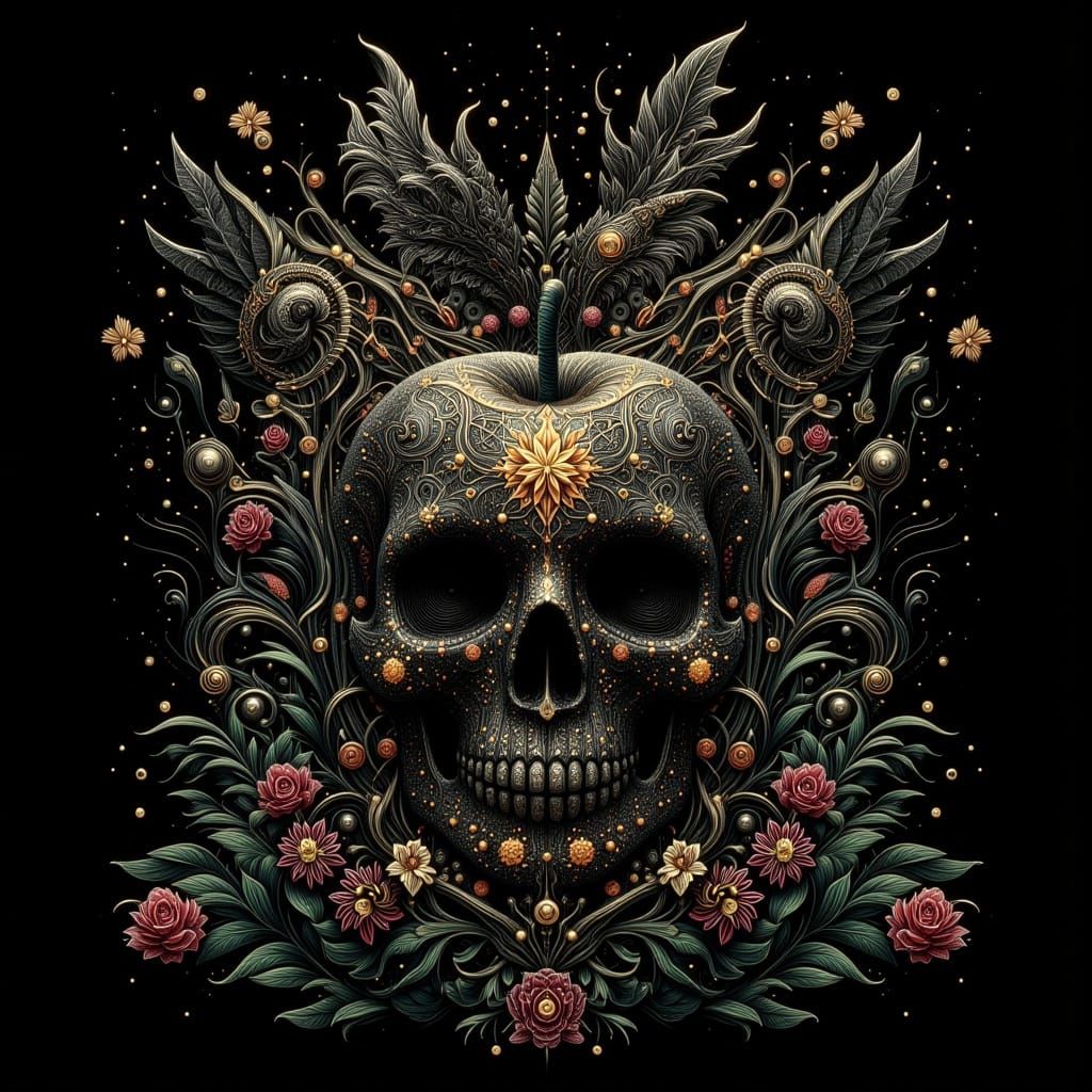 Mysterious Black Magic Apple in Abstract Neural Style