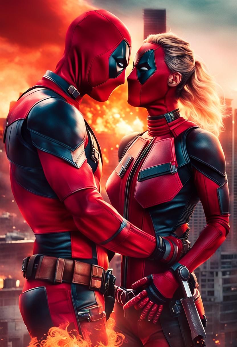 Deadpool on Fire: Cinematic Rooftop Scene