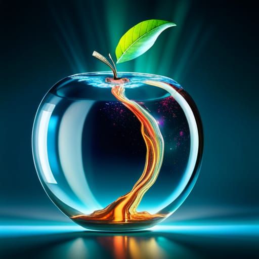 Apple Figurine with Cloud Hurricane, Art Nouveau Style