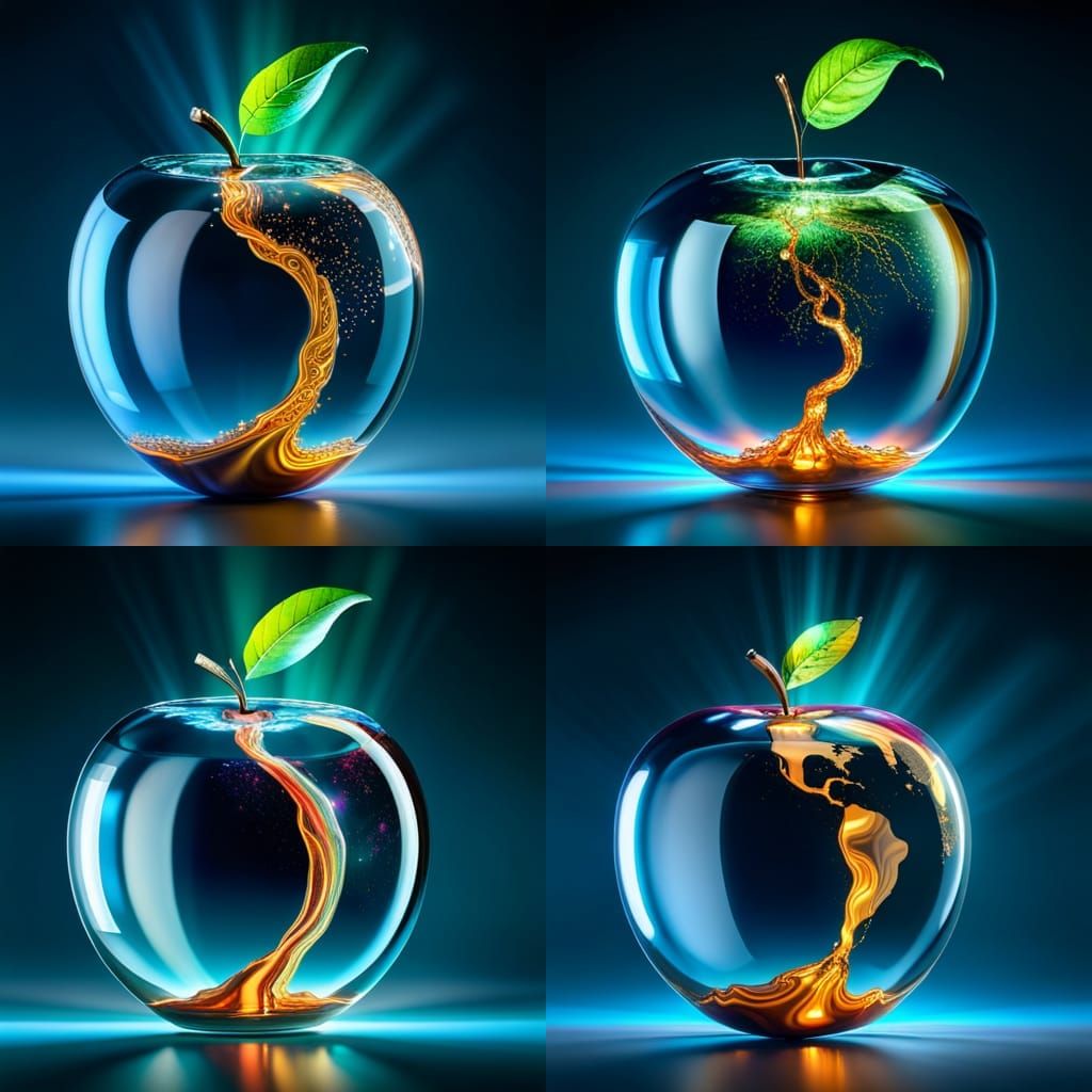 Apple Swarovski Figurine with Cloud Hurricane, 3D Render