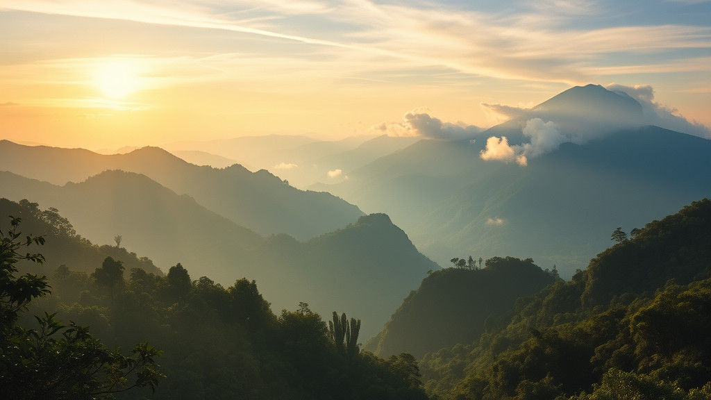 Gunung Emas Mountain Range at Dawn