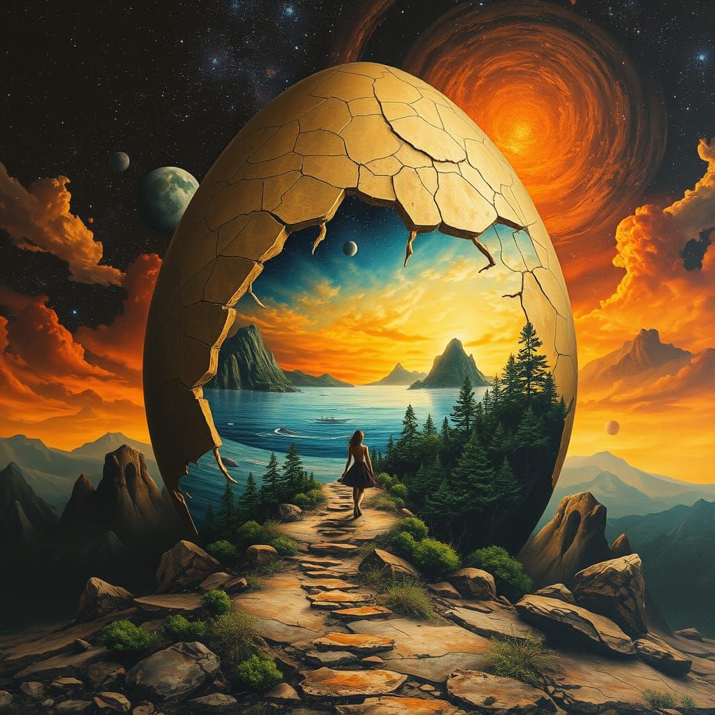 Cracked Egg Celestial Sphere: A Fantastical Landscape