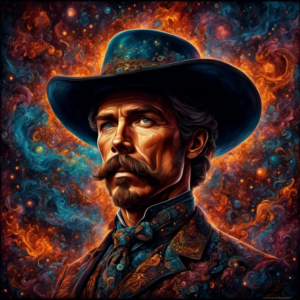 Wyatt Earp Portrait in Psychedelic 70s Style