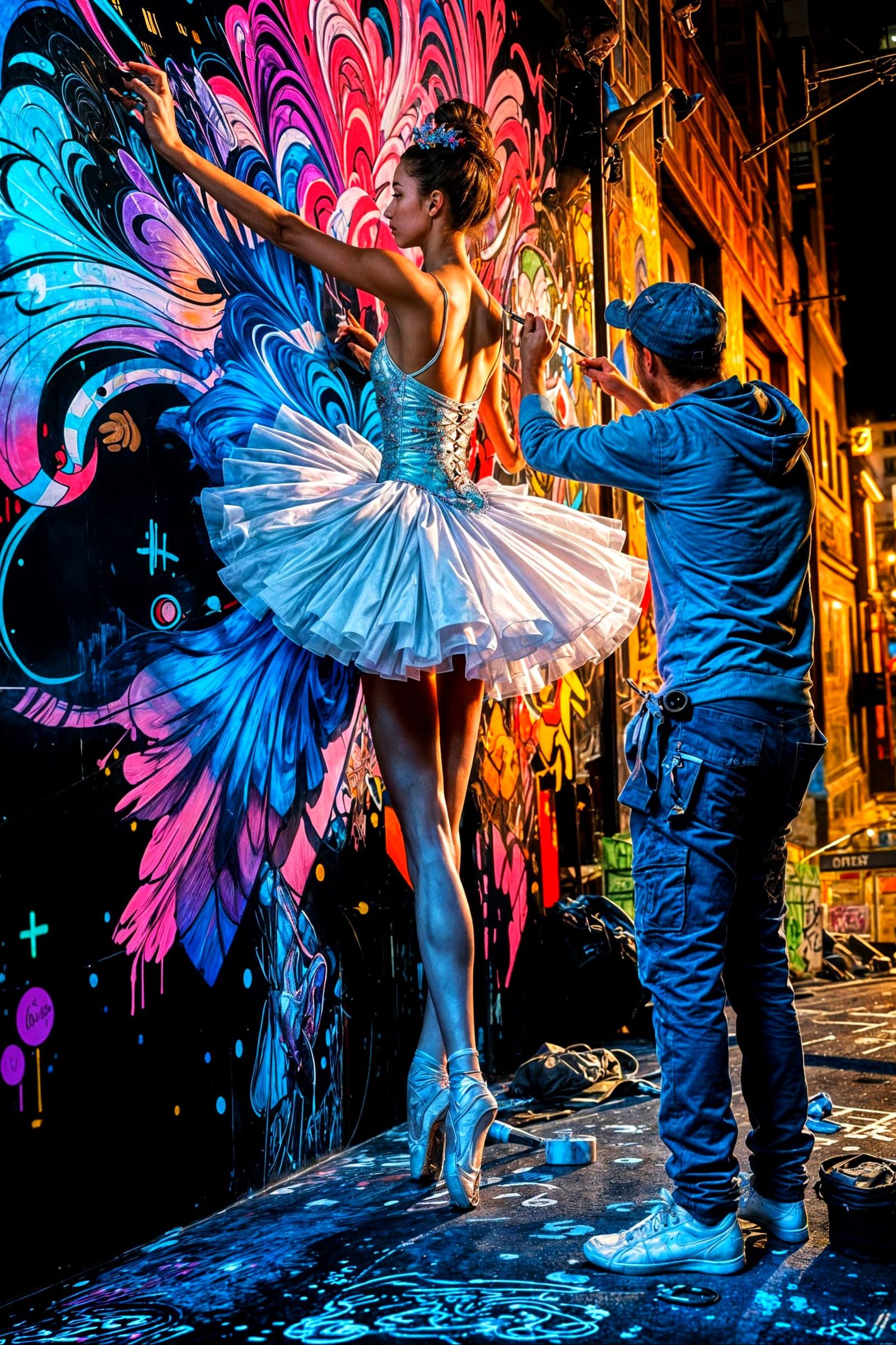Graffiti Artist Creates Magical Ballerina Mural in Urban Nig...
