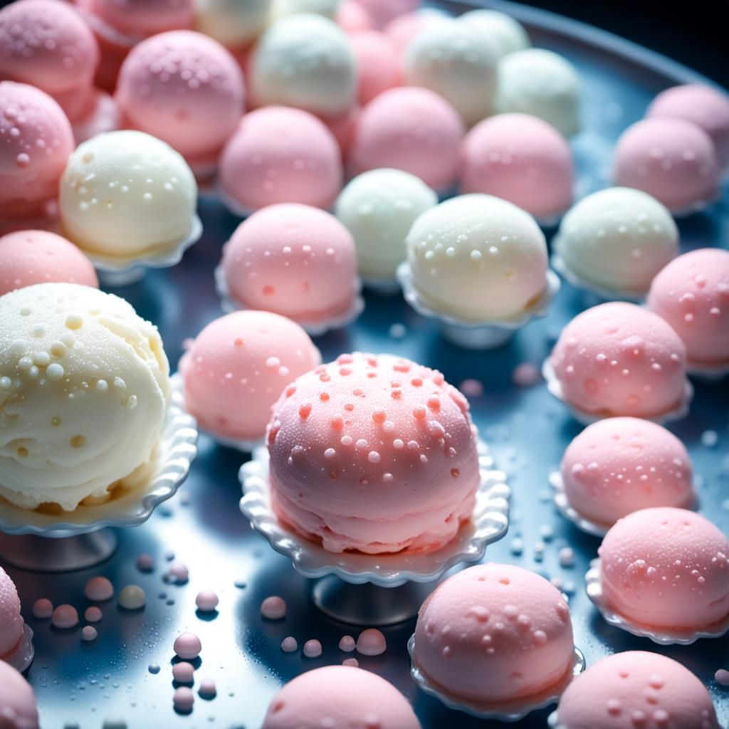 Cryogenic Ice Cream Dots in Spaceship: Sci-Fi Concept Art