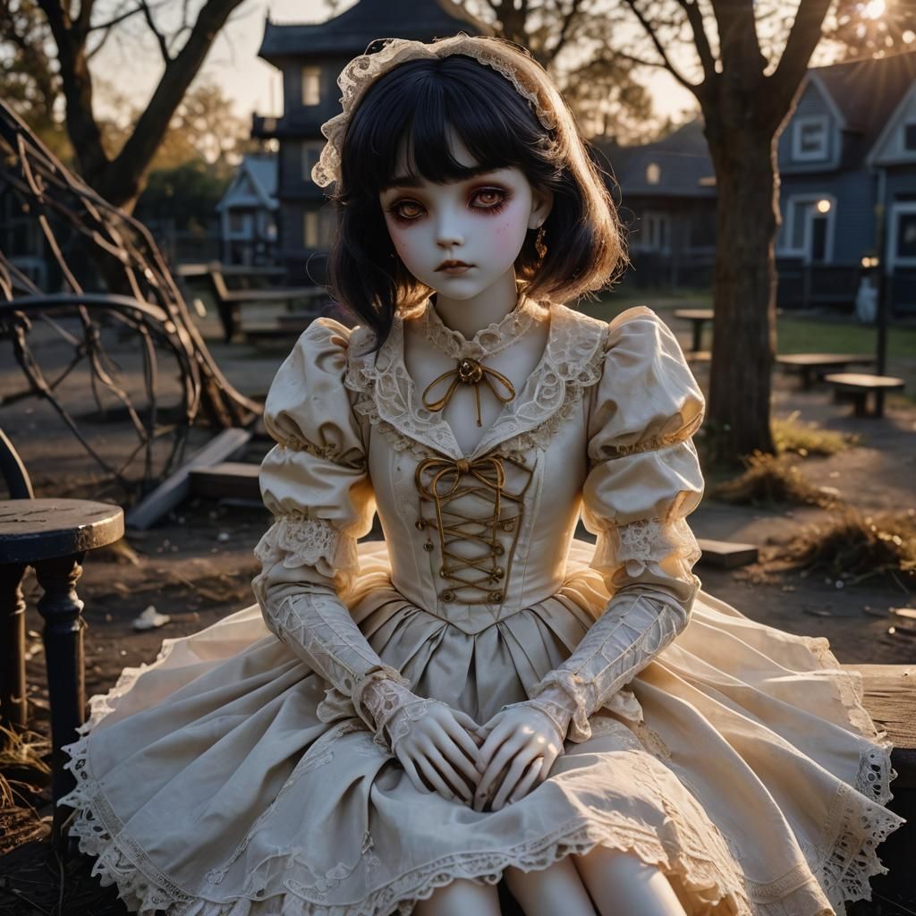 Sailor Saturn as Haunting Victorian Porcelain Doll