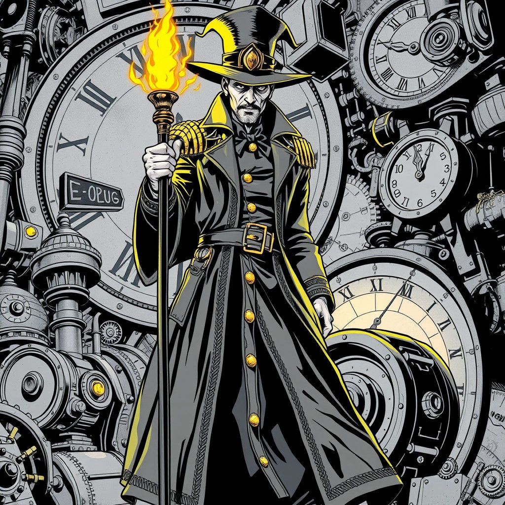Steampunk Mage in Comic Book Style