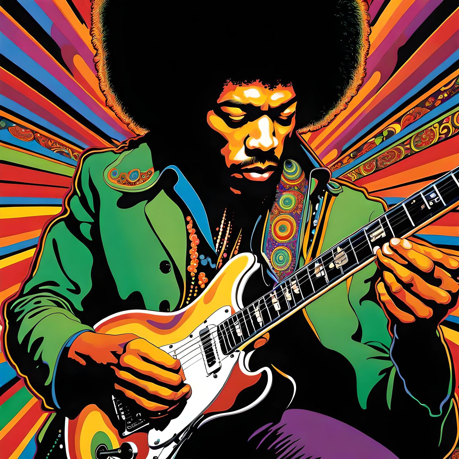 Jimi Hendrix on Stage: Psychedelic Art