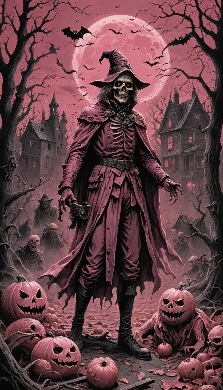 Pink Halloween Horror in Doré Style