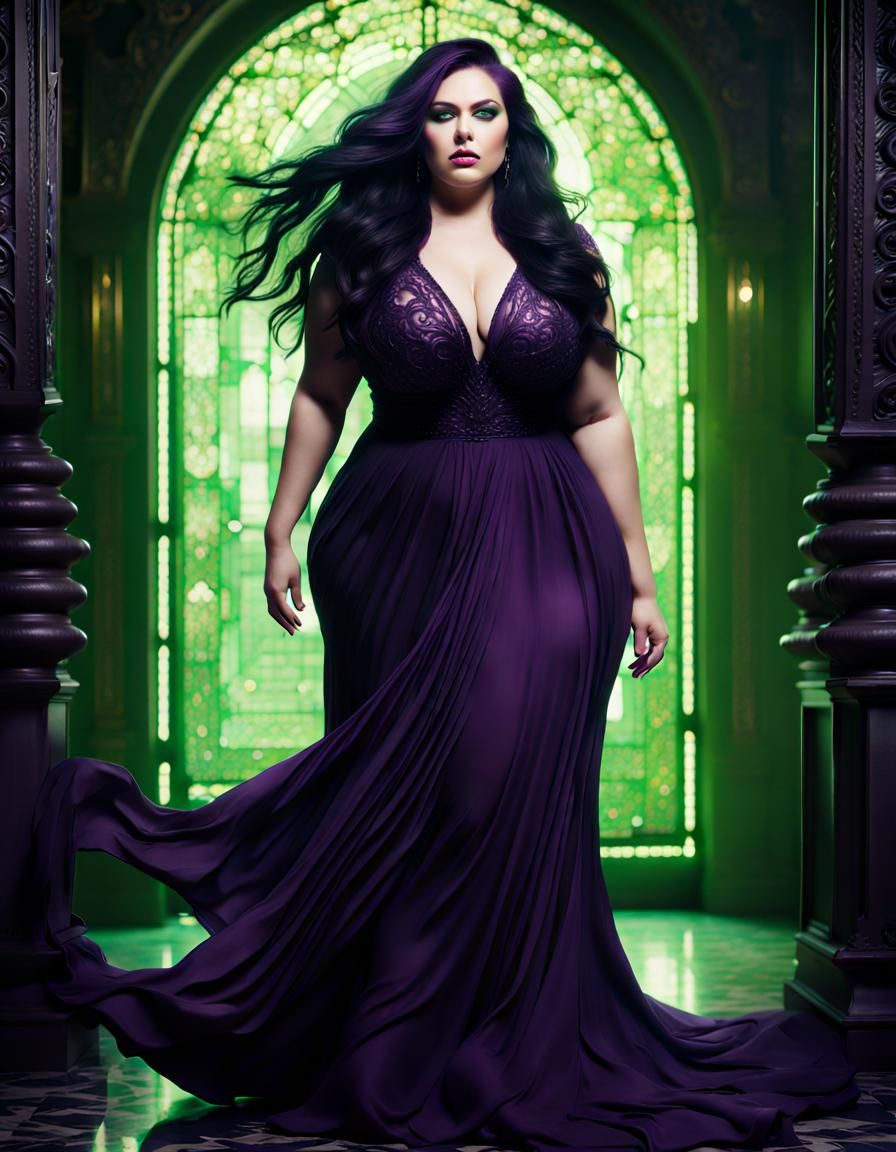 Beautiful Plus Size Woman with Purple Hair