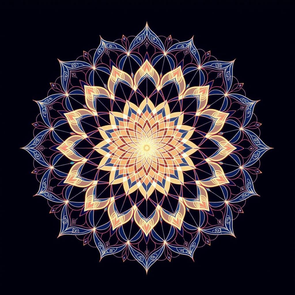 Geometric Mandala of Inner Peace in Cosmic Art Style