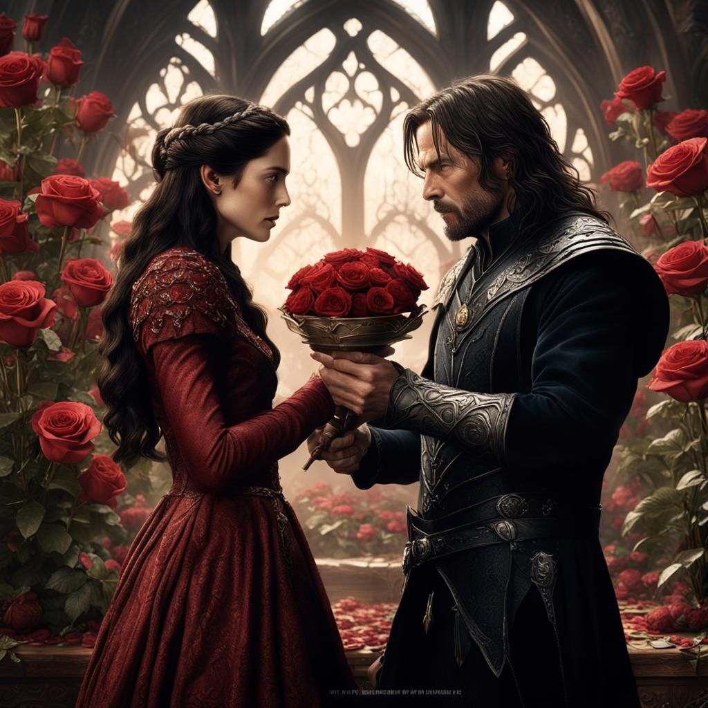 Aragorn Gives Arwen Chocolate and Roses
