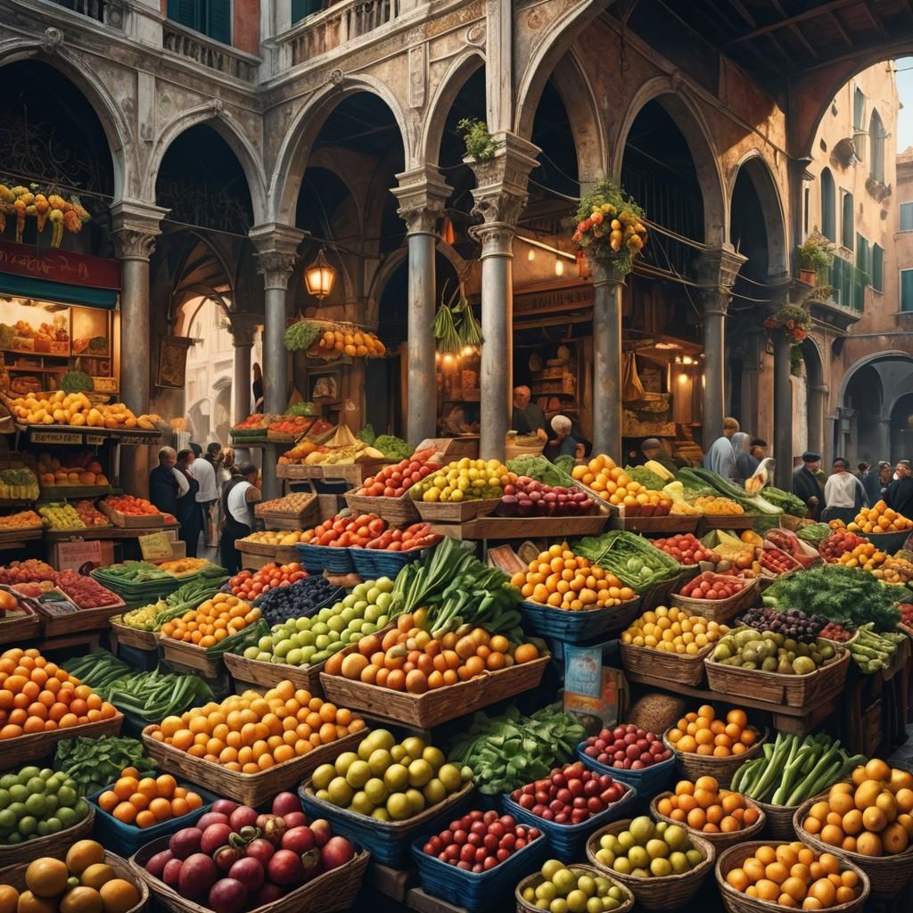 Venetian Fruit Stall Concept Art in Unreal Engine