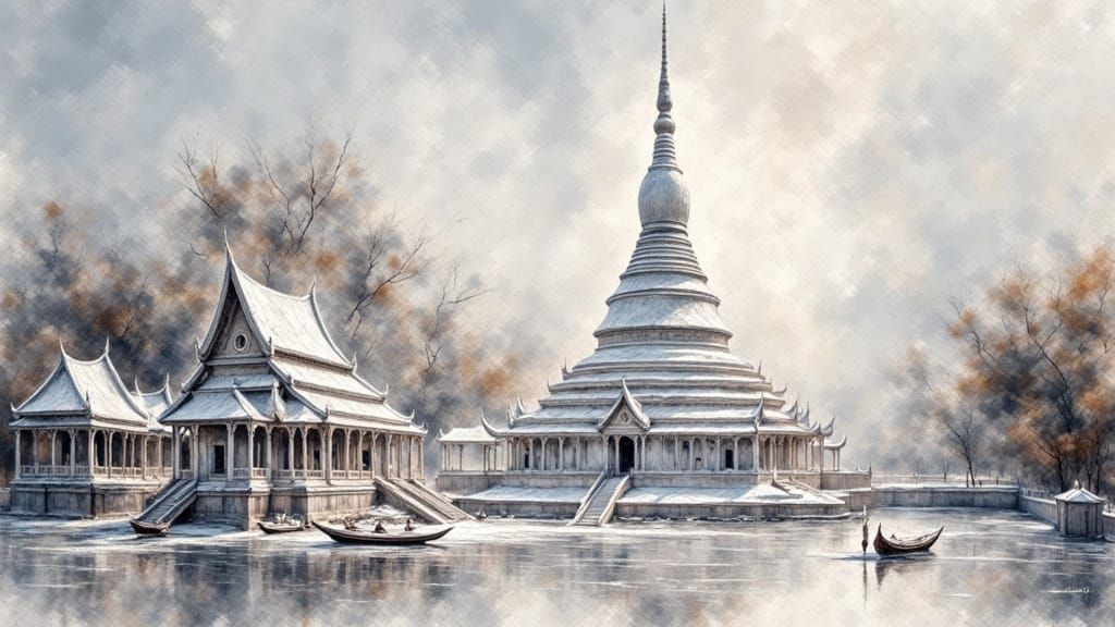 Impressionist Wat Rong Khun Temple with Broken Brushstrokes