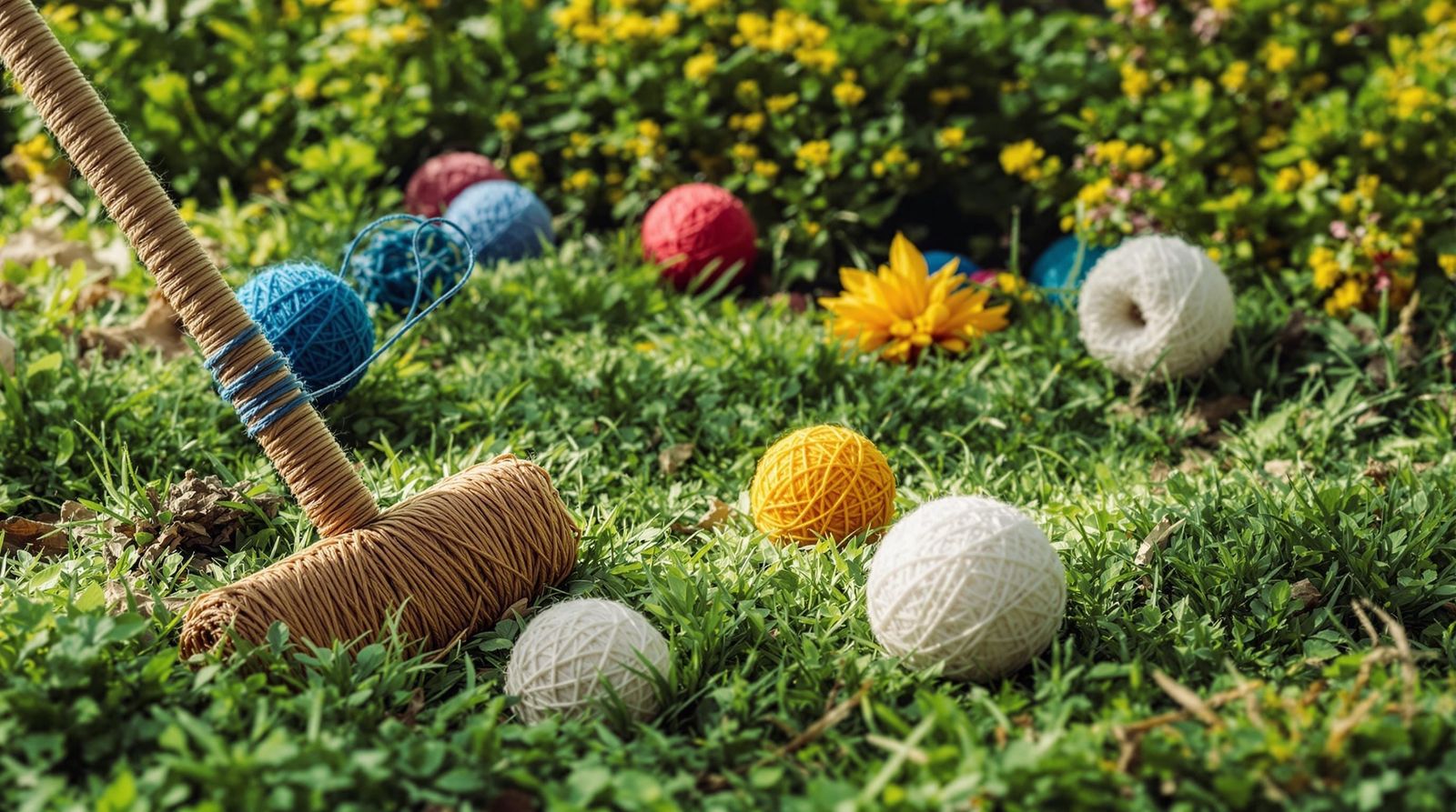 Yarn Croquet Match: A Textile Art Creation