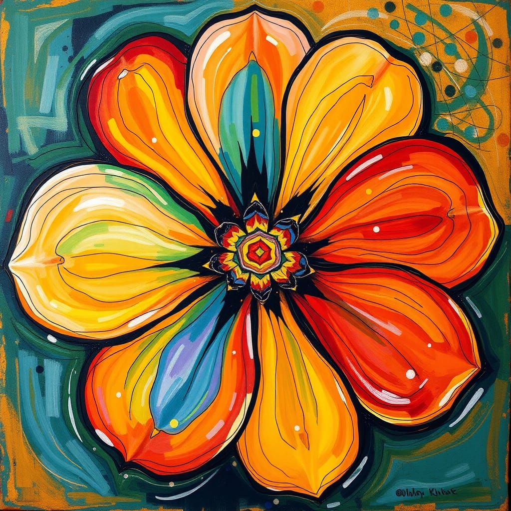Abstract Flower in Fauvist Style