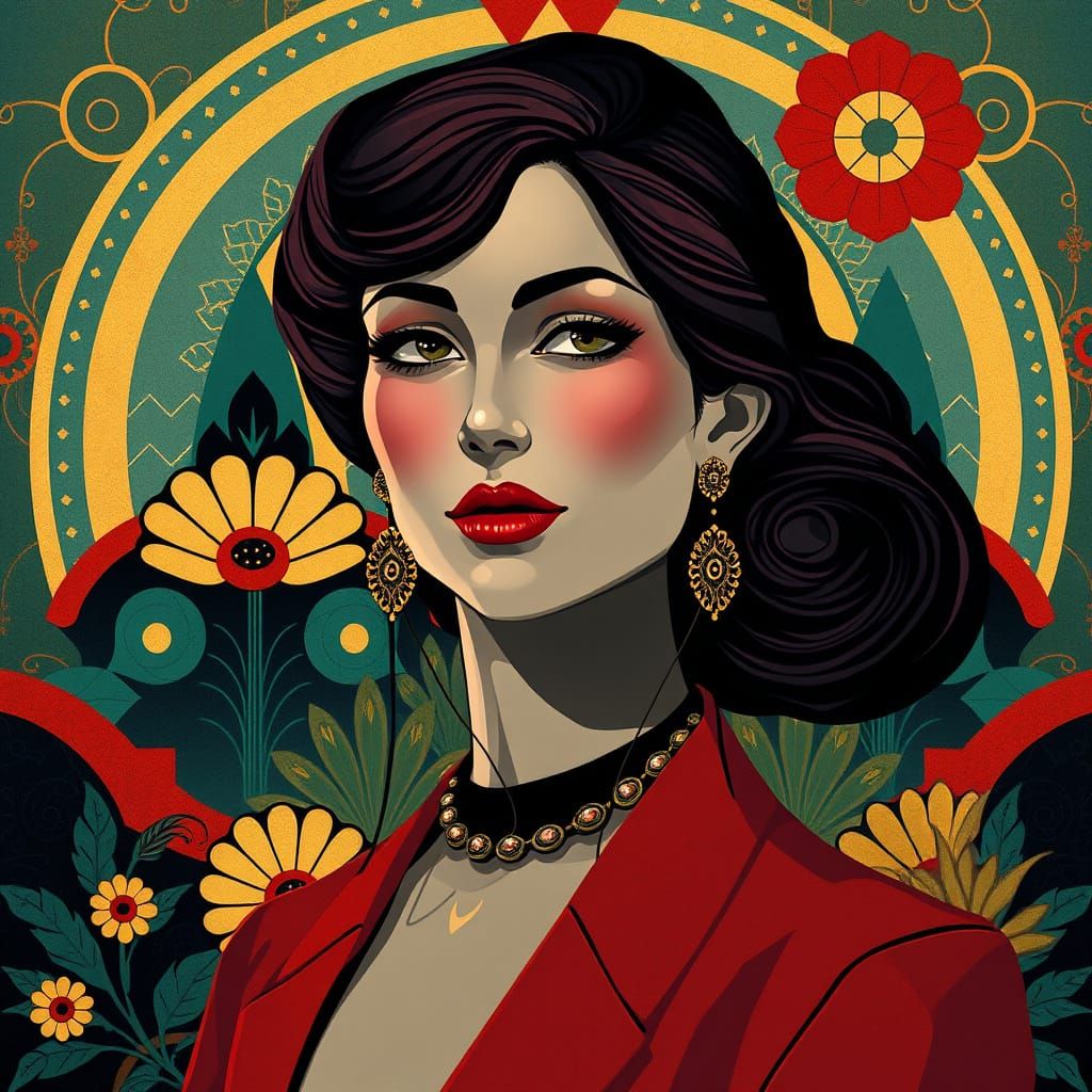 Elegant Woman in Futuristic Cubist Art