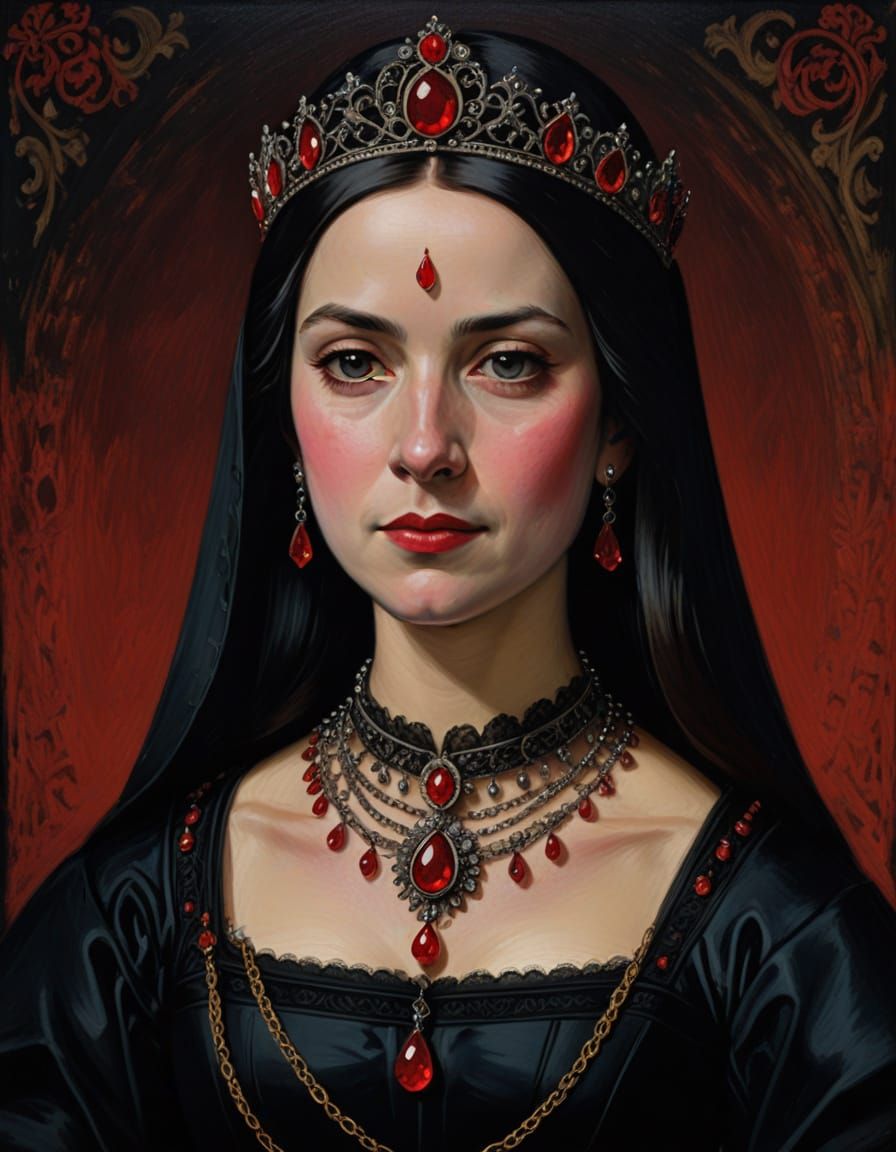 Regal Princess in Tudor Style with Red Accents