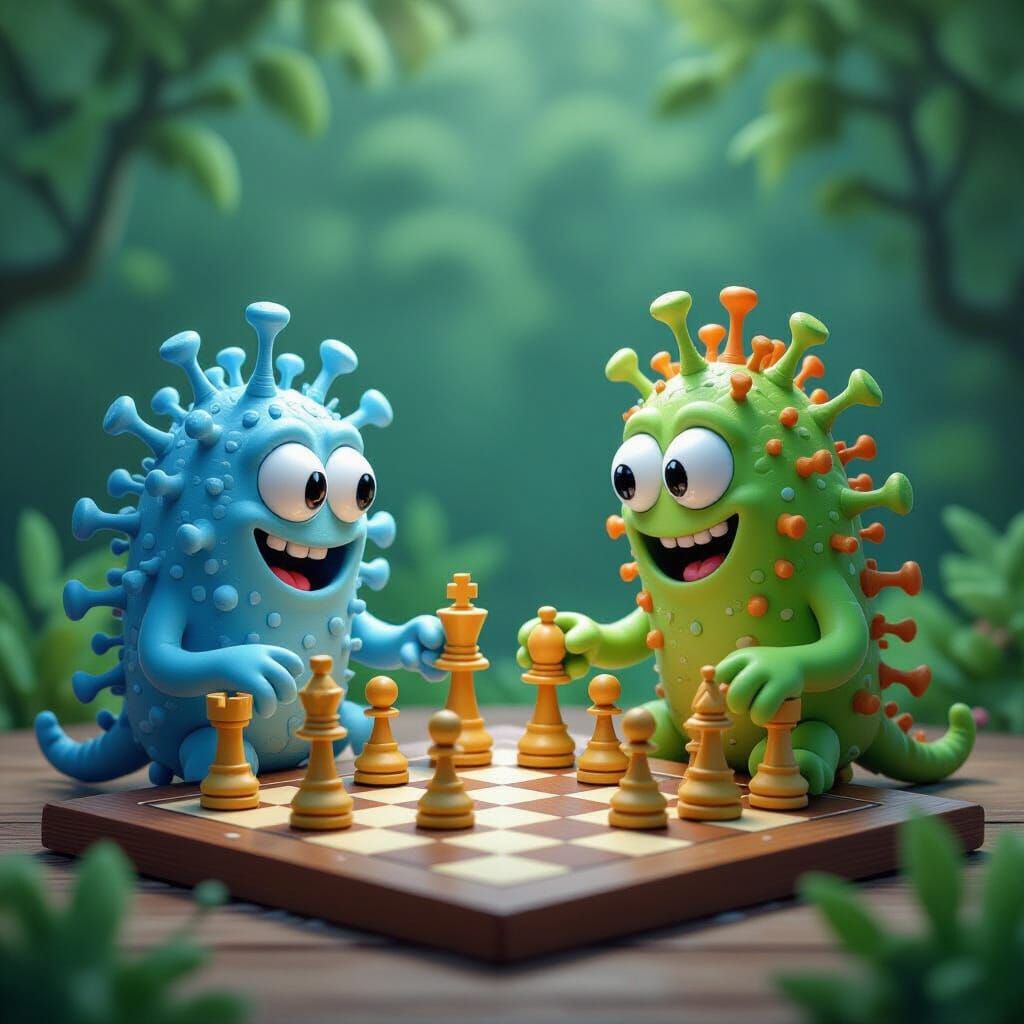 Friendly Microbes Play Chess with Protein Pieces
