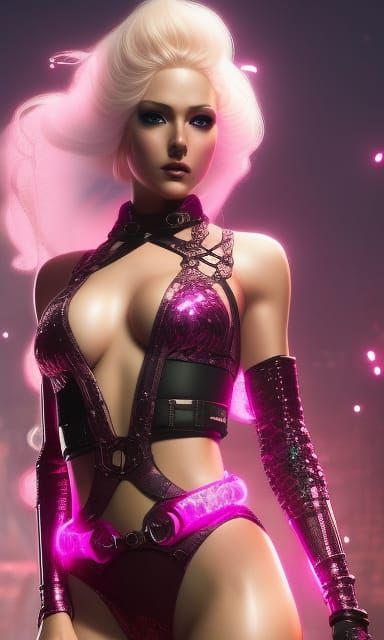 Glamorous Sci-Fi Anime Figure with Pink Liquid
