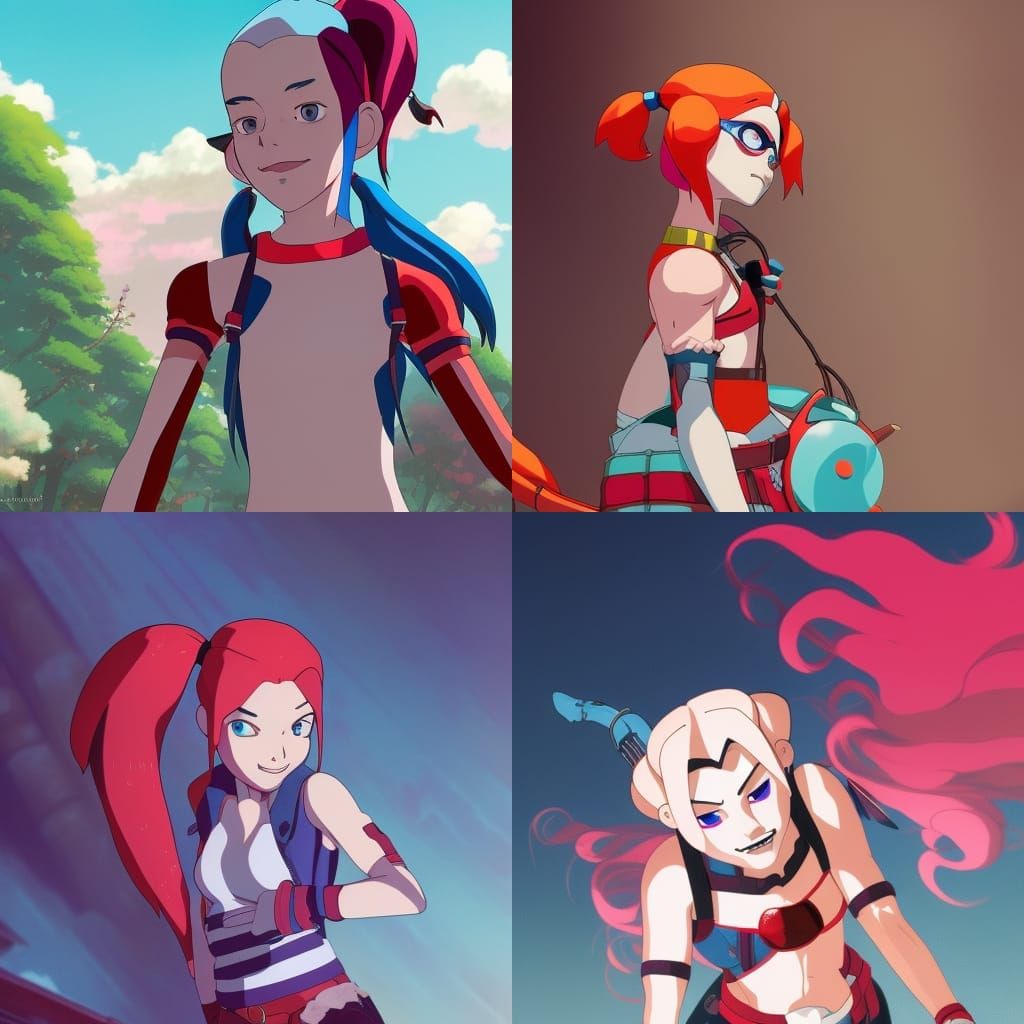 Harley Quinn in Studio Ghibli Anime Style