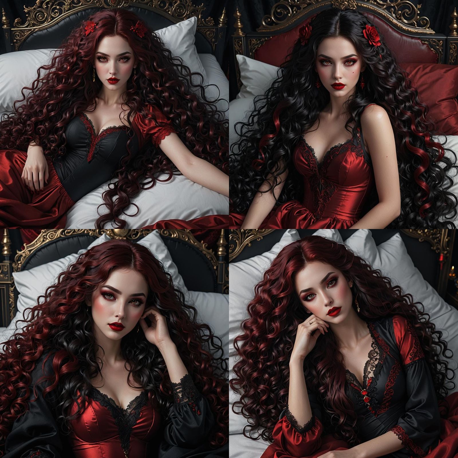 Woman with Red Eyes and Black Hair