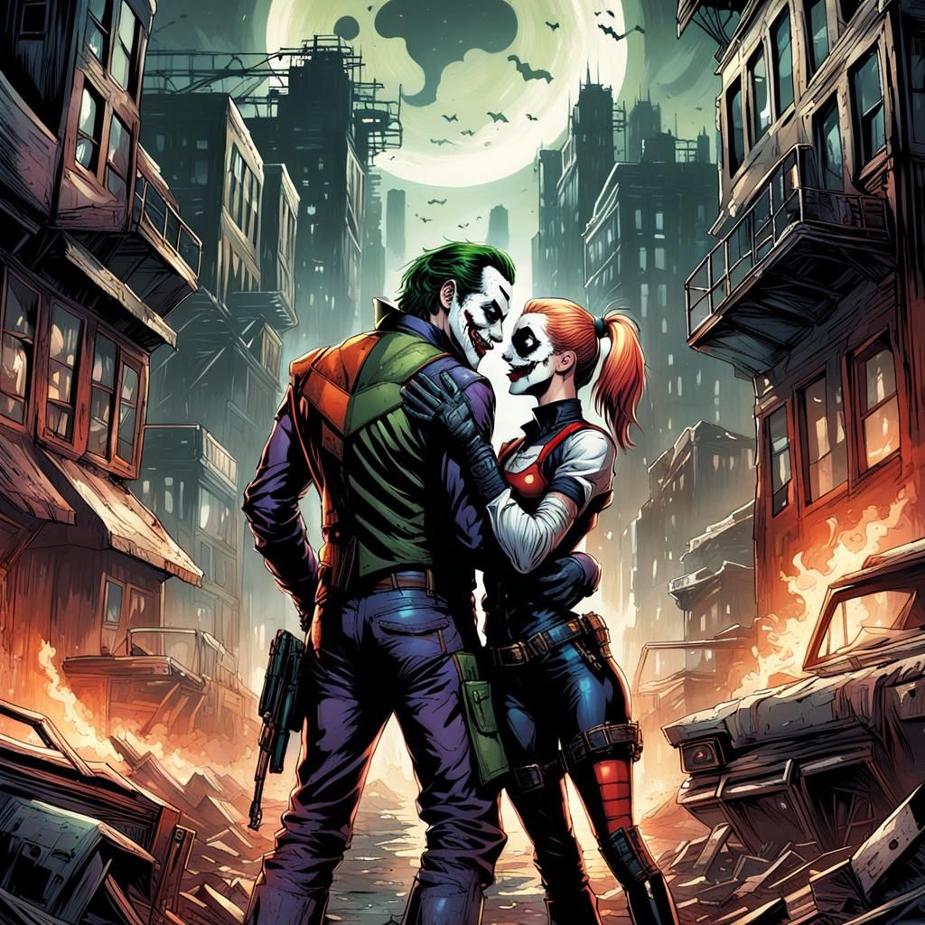 Joker and Harley Quinn in Post-Apocalyptic Romance