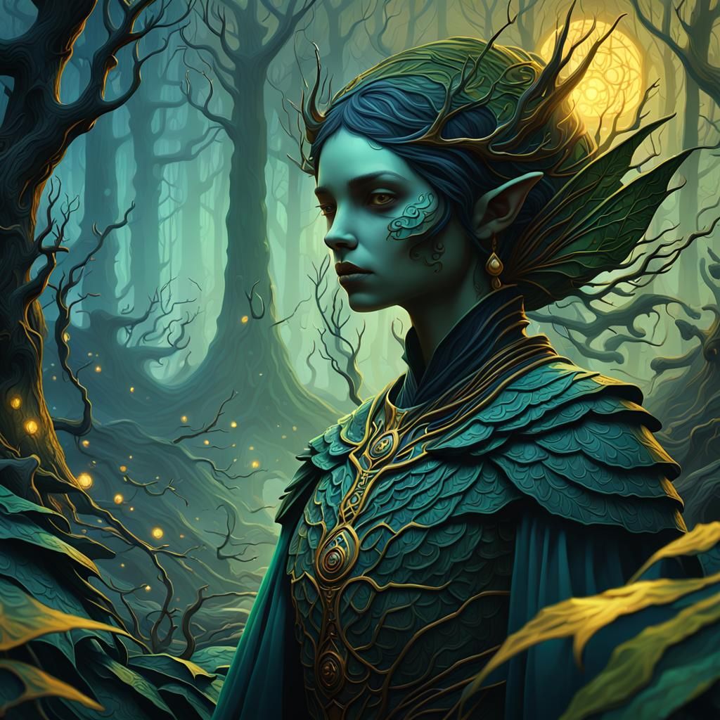 Eerie Twilight: Grim Fairies in a Dark Fantasy Forest