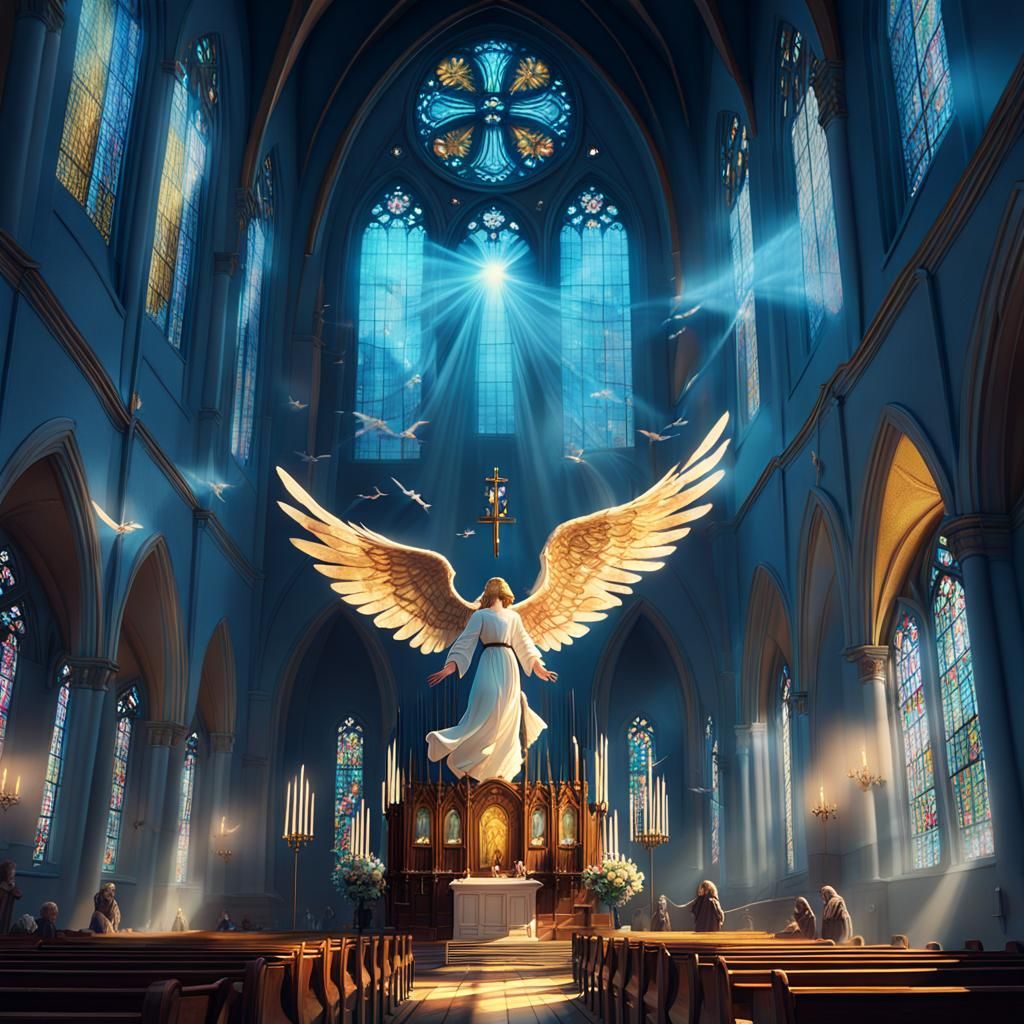 Angelic Choir in Ethereal Church: Fantasy Matte Painting