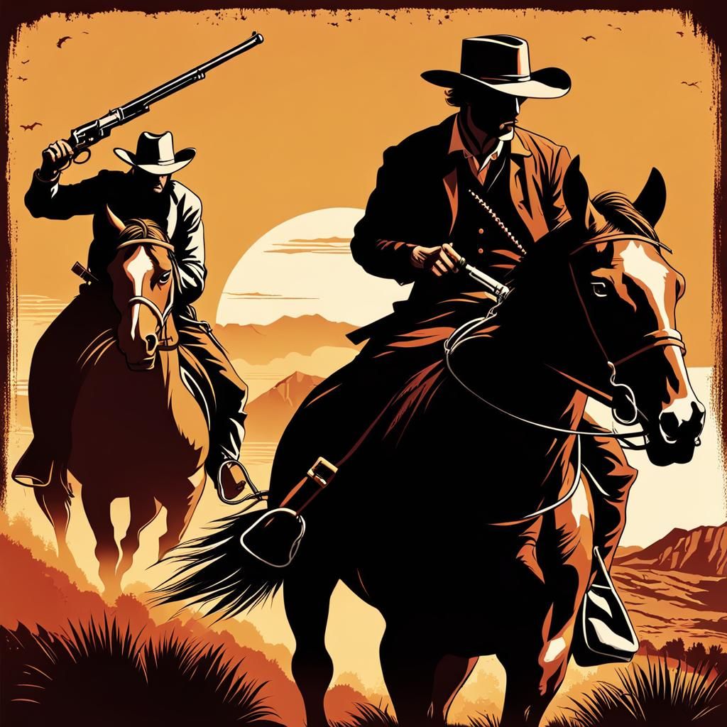 Old West Duel at High Noon Illustration
