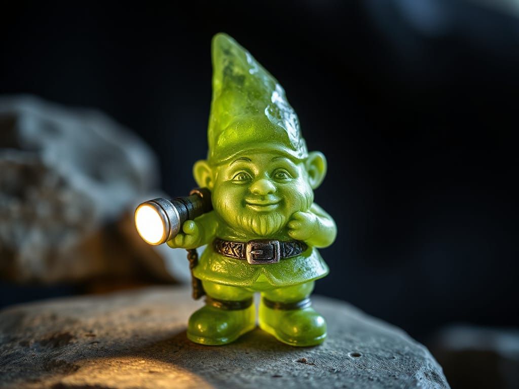Vesuvianite Gnome Figurine with Flashlight