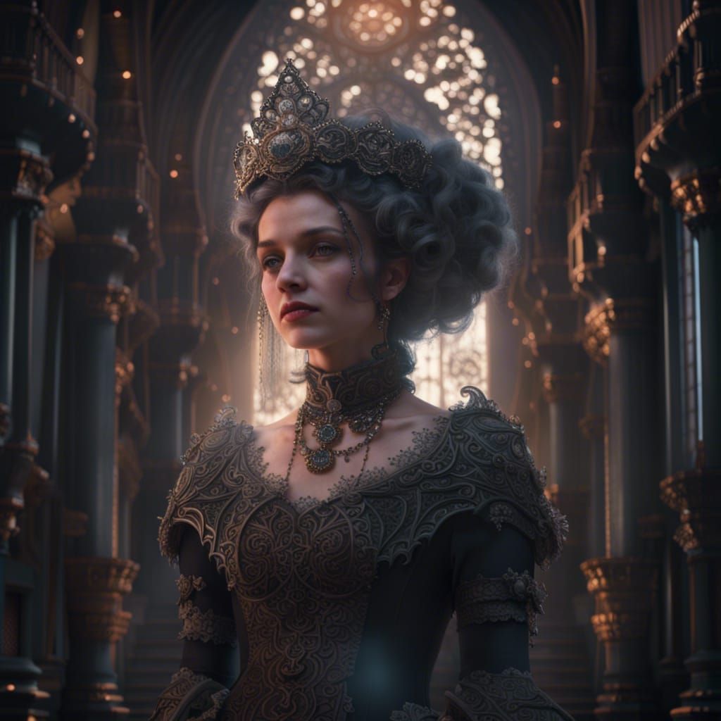 Frilly Gothic Princess in Digital Matte Painting