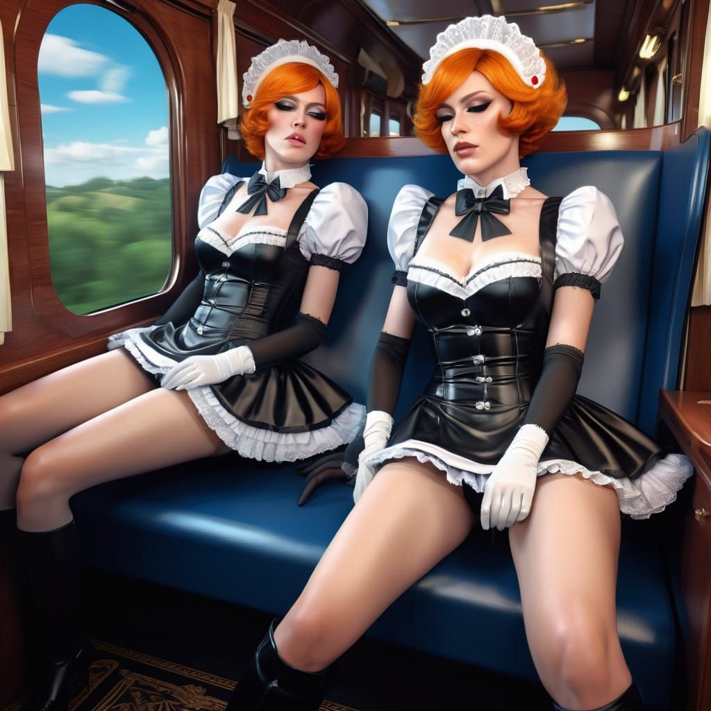 Crossdressers on Luxury Train in Hyperdetailed Photorealisti...