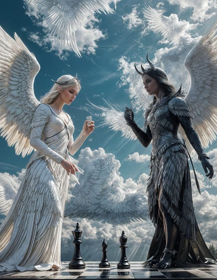 angel  and  devil play chess