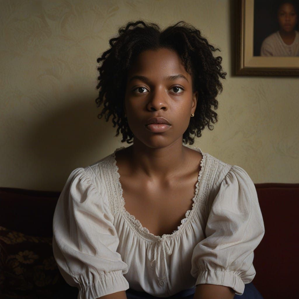 A Woman Lost in Thought, Illuminated by Warm Golden Light