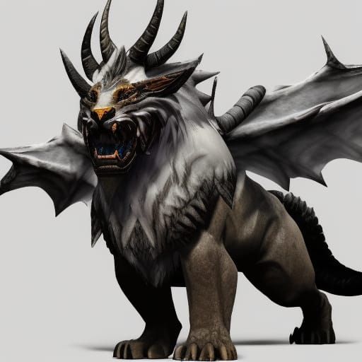 Lion Dragon Hybrid Character in 3D Game Style