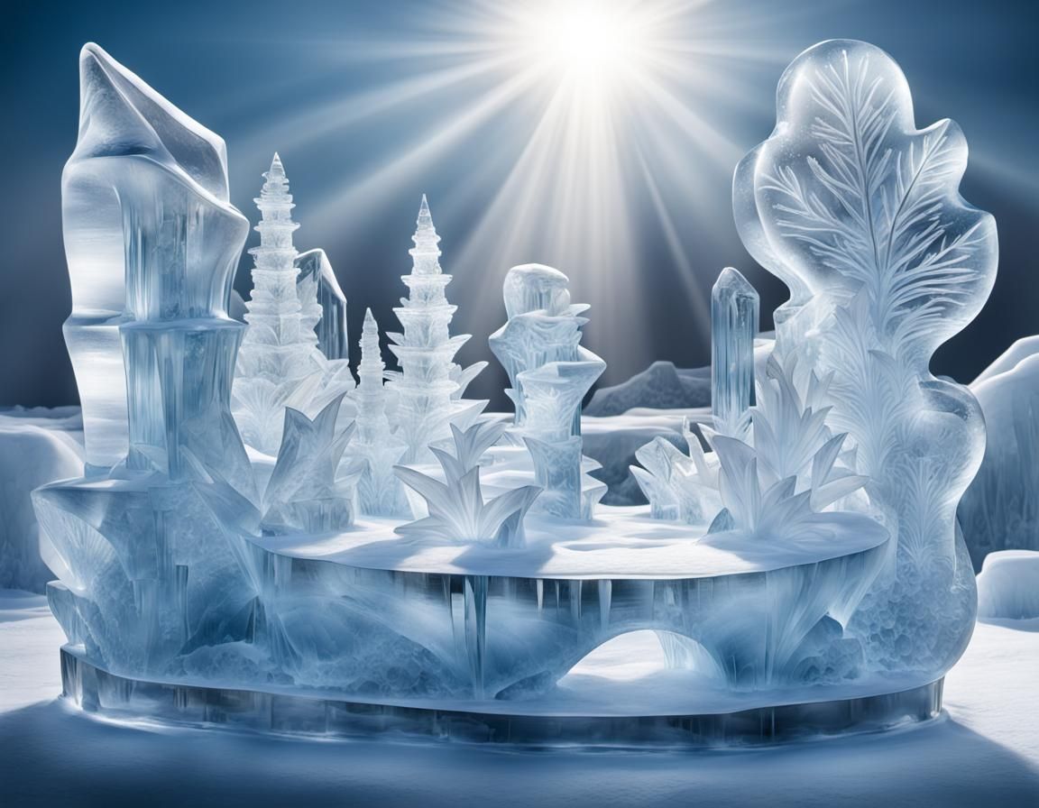 Fantastical Ice Sculptures in Detailed Illustrations