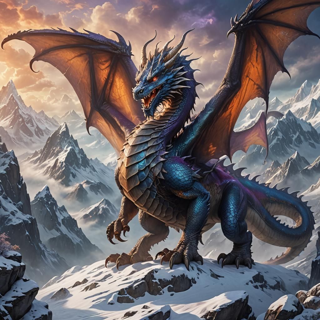 Dragon in Misty Mountains: Fantastical Concept Art