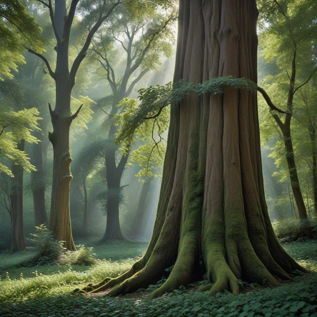 Majestic Forest Tree in Soft Natural Light