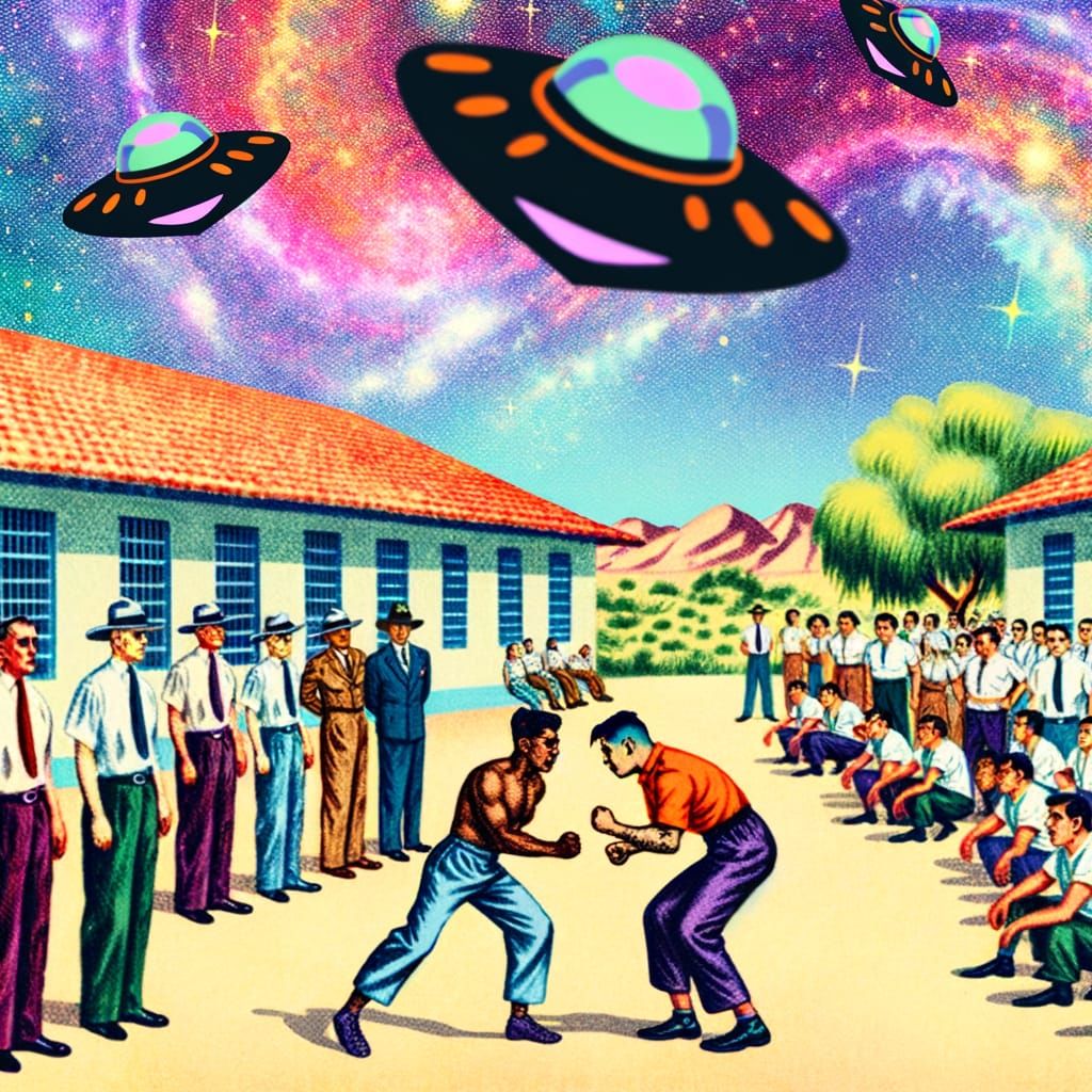 Women's Prison Wrestling, 1950s Comic Strip Style