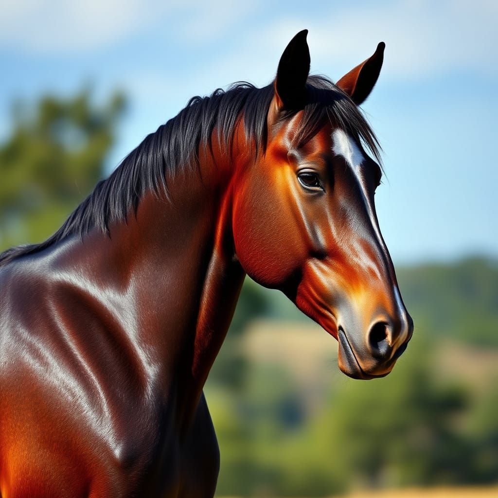 Majestic Brown Horse Portrait in Natural Light