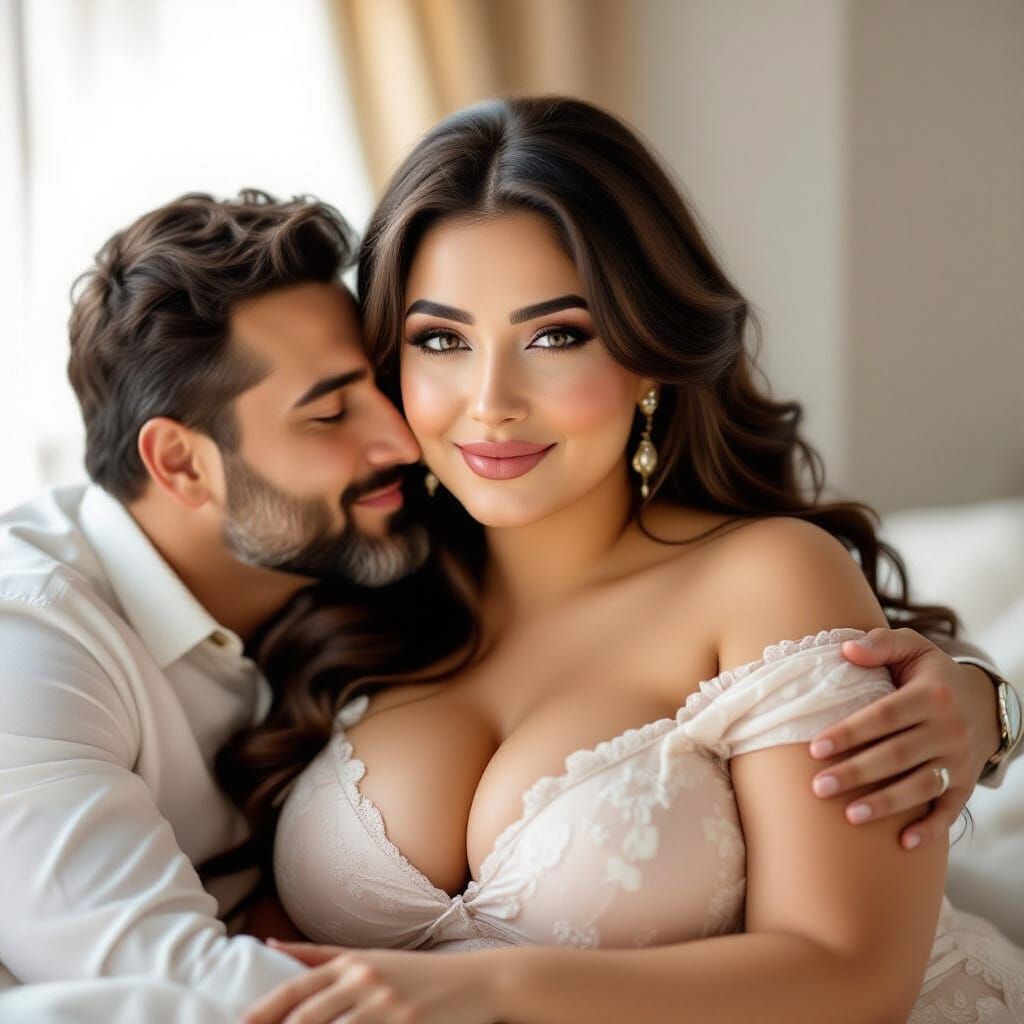 Voluptuous Persian Woman Displaying Tender Affection