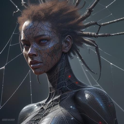 Sci-Fi Character Trapped in Spider's Web