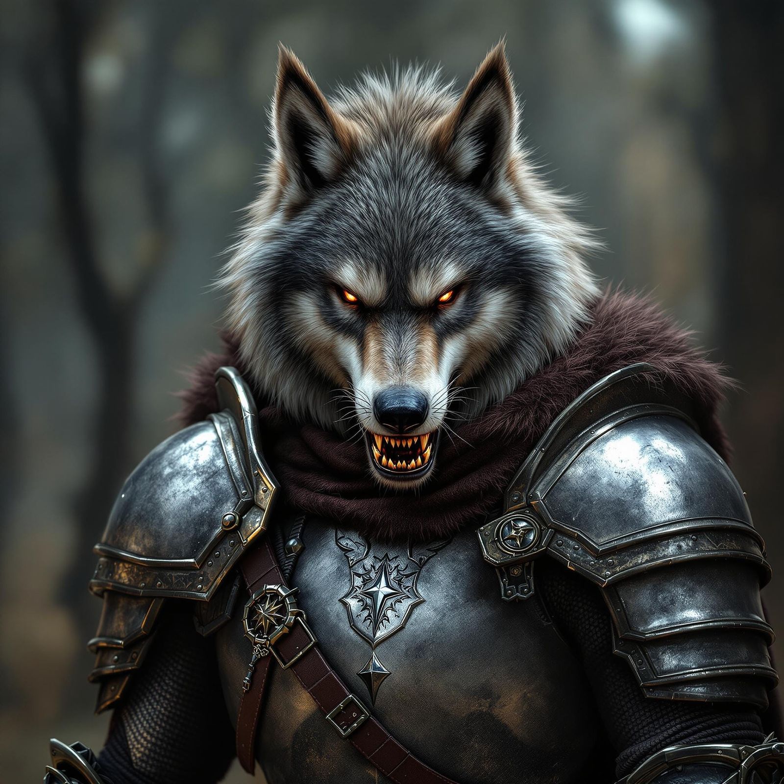Photorealistic picture of a werewolf knight. 8K resolution H...