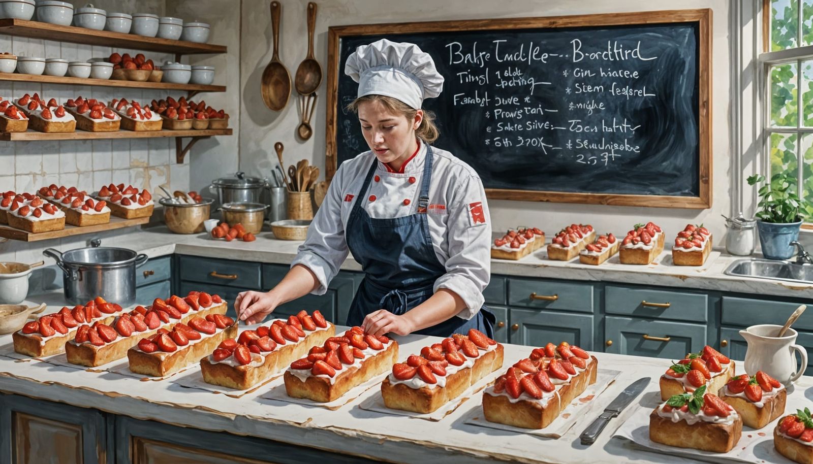 Vibrant Impressionist Kitchen Scene in Gouache