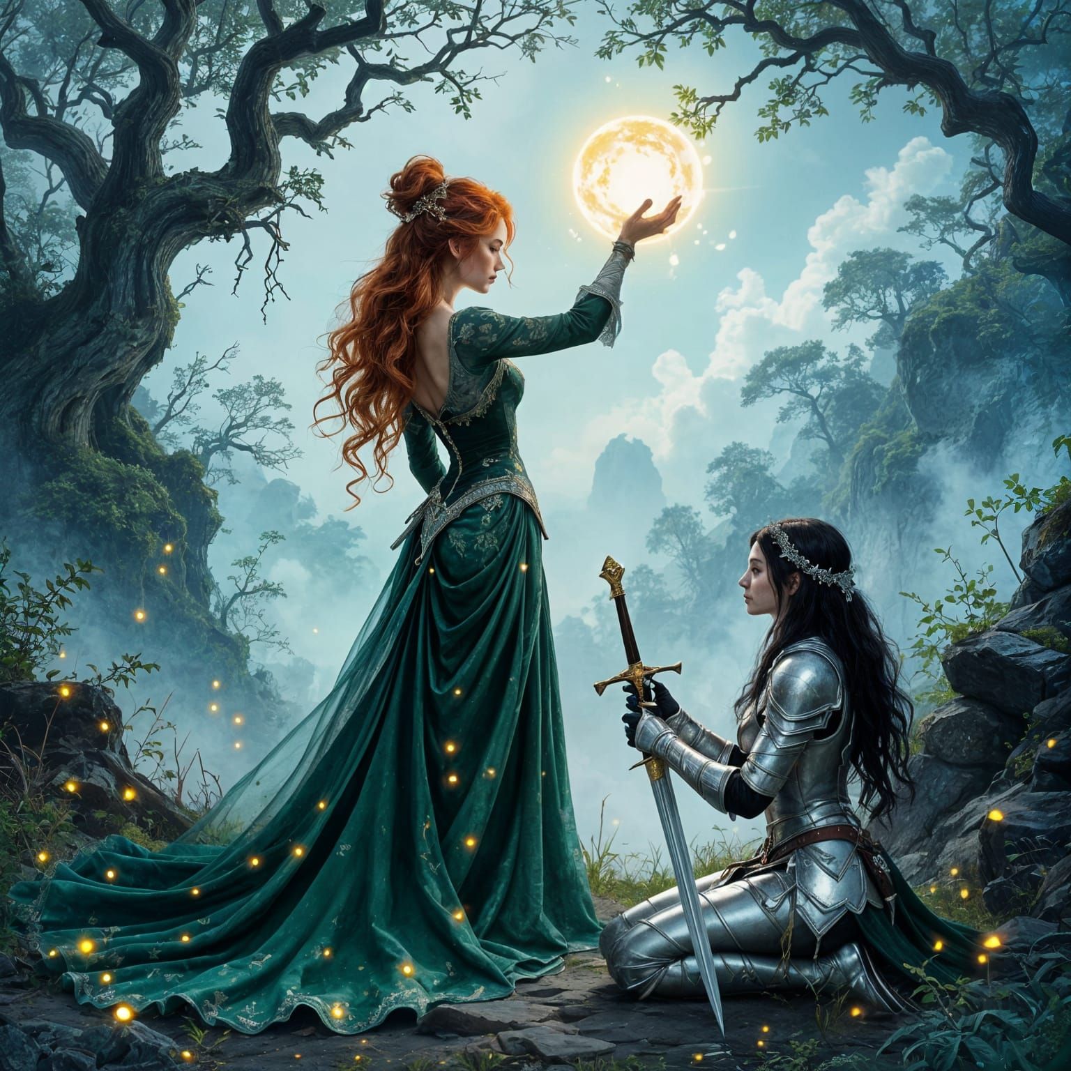 Fantasy Irish Redhead Knight Vow, Dada-Inspired Art