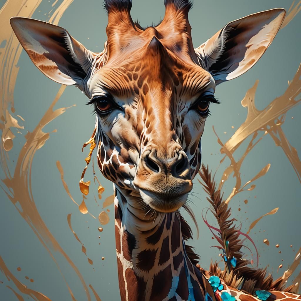 Hyperdetailed Giraffe Portrait in Volumetric Lighting