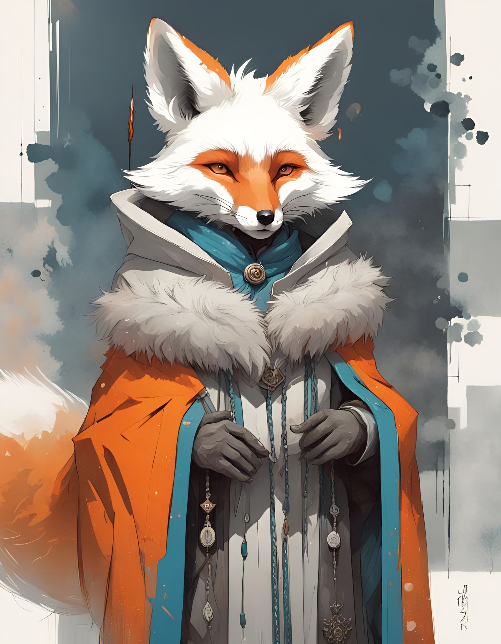 Anthropomorphic Fox Scholar in Detailed Digital Art