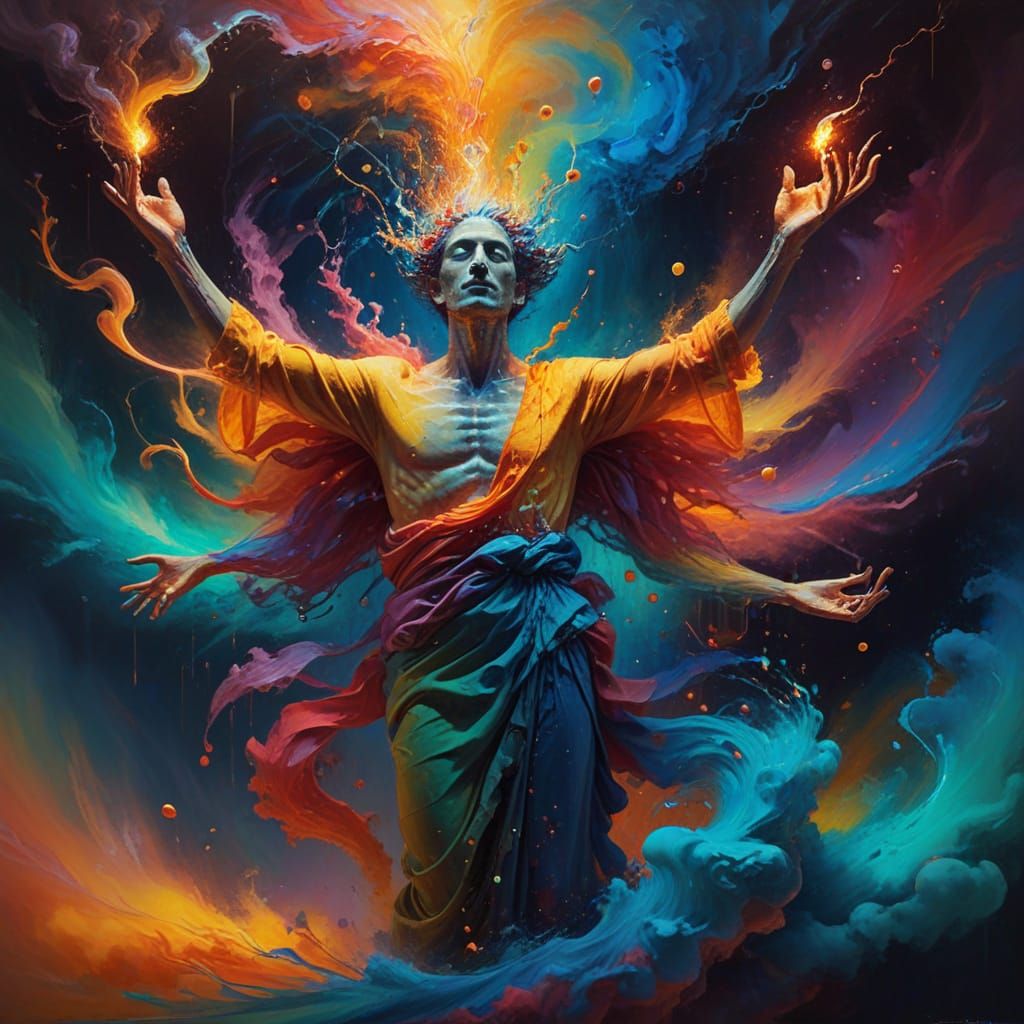 Surreal Emotional Tapestry Unfolds in Vibrant Oil Painting